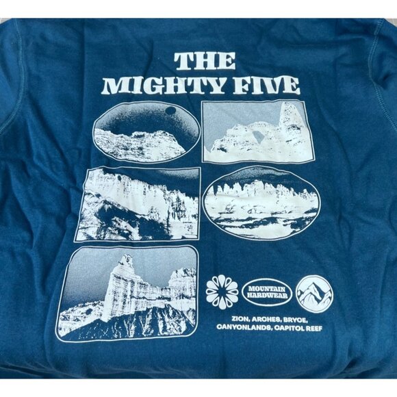 Mountain Hardwear Men’s Mighty Five Pullover Hoody Caspian XL Blue Cotton Blend - Picture 1 of 9